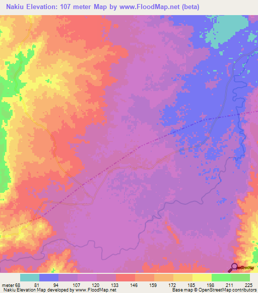 Nakiu,Tanzania Elevation Map