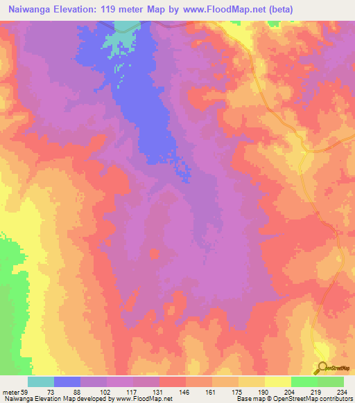 Naiwanga,Tanzania Elevation Map