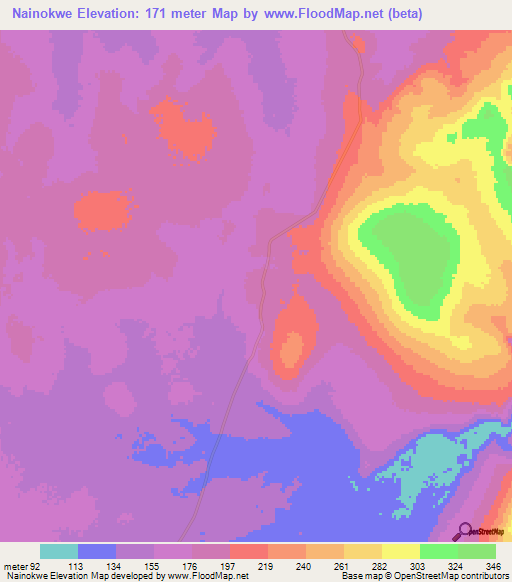 Nainokwe,Tanzania Elevation Map