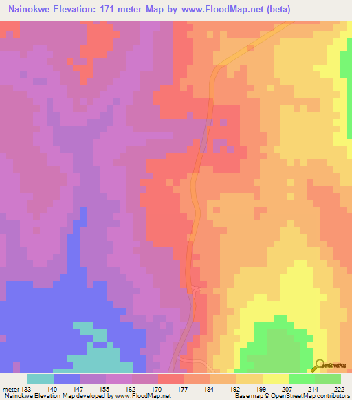 Nainokwe,Tanzania Elevation Map