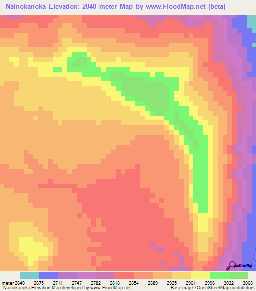 Nainokanoka,Tanzania Elevation Map