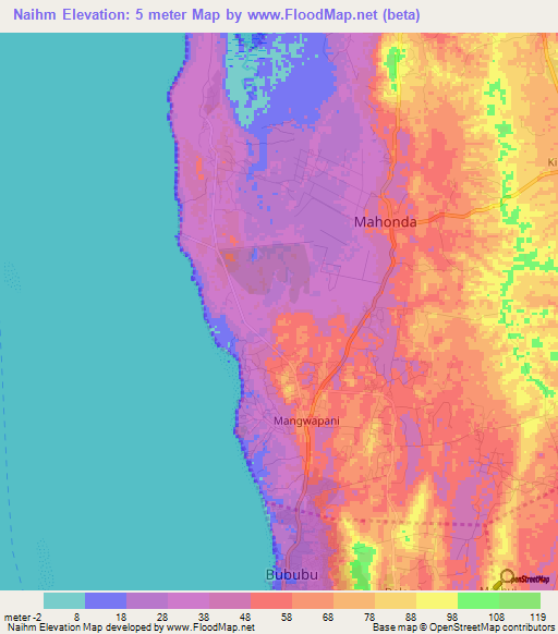 Naihm,Tanzania Elevation Map