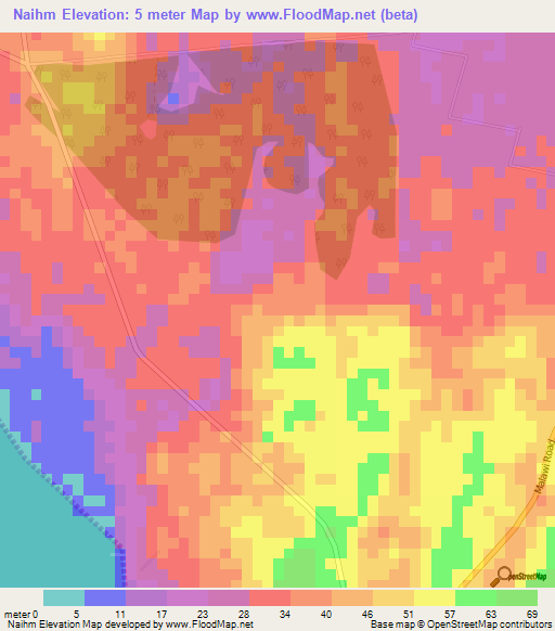 Naihm,Tanzania Elevation Map