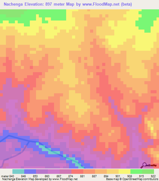 Nachenga,Tanzania Elevation Map