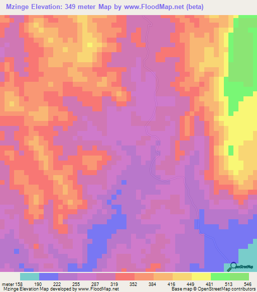 Mzinge,Tanzania Elevation Map