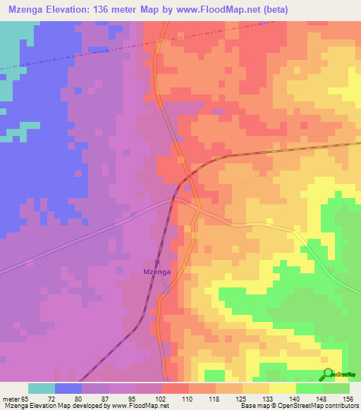 Mzenga,Tanzania Elevation Map