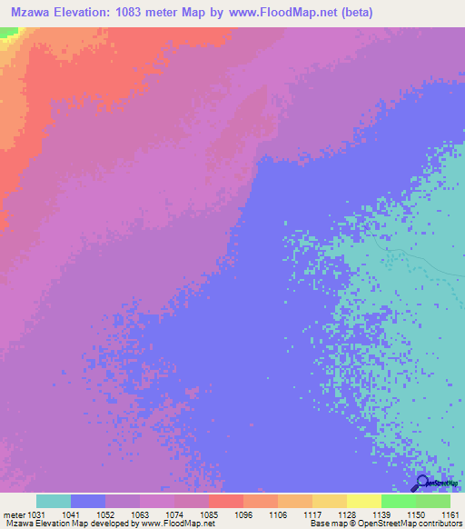 Mzawa,Tanzania Elevation Map