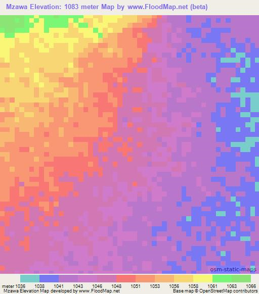 Mzawa,Tanzania Elevation Map