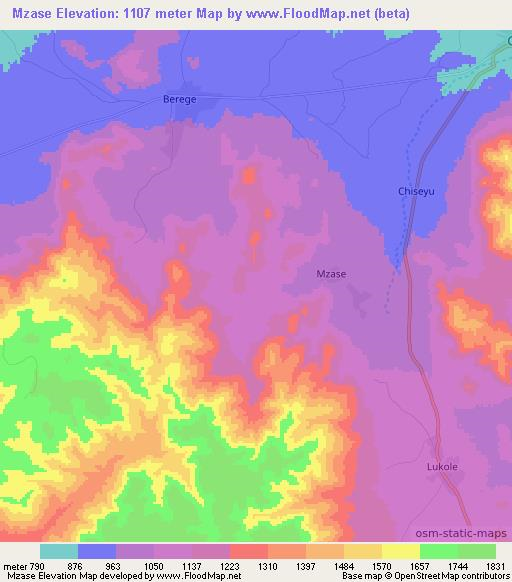 Mzase,Tanzania Elevation Map