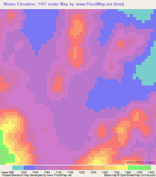 Mzase,Tanzania Elevation Map