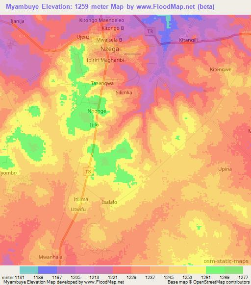 Myambuye,Tanzania Elevation Map