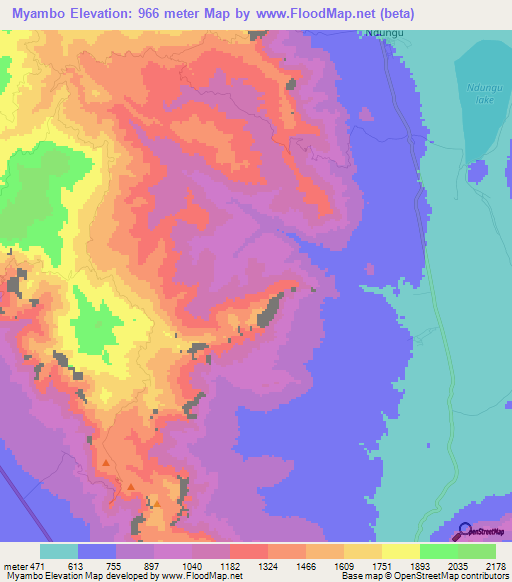 Myambo,Tanzania Elevation Map