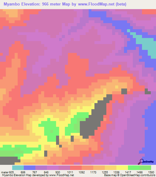 Myambo,Tanzania Elevation Map