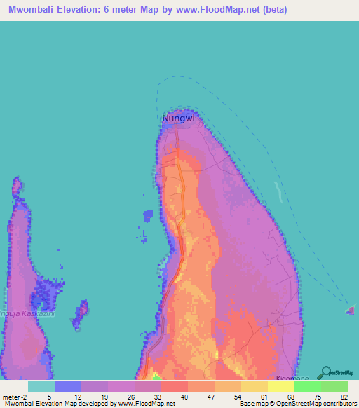 Mwombali,Tanzania Elevation Map