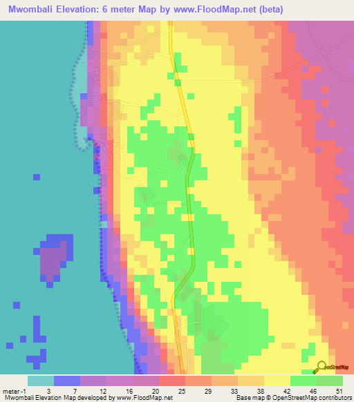 Mwombali,Tanzania Elevation Map