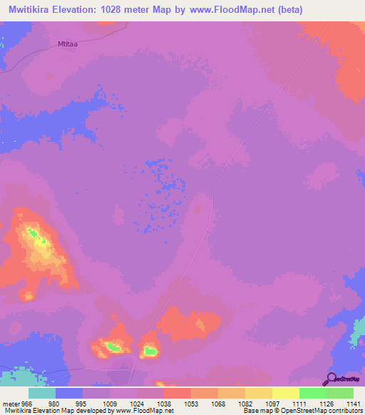 Mwitikira,Tanzania Elevation Map