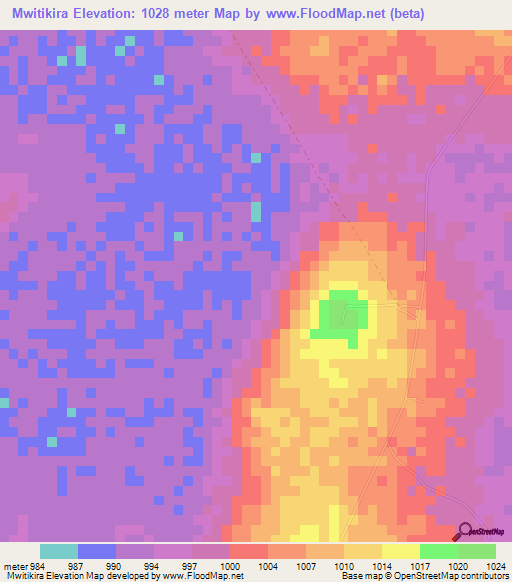 Mwitikira,Tanzania Elevation Map