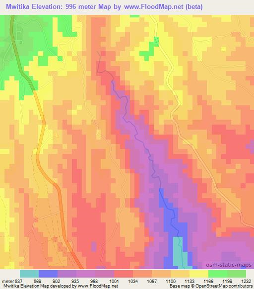 Mwitika,Tanzania Elevation Map