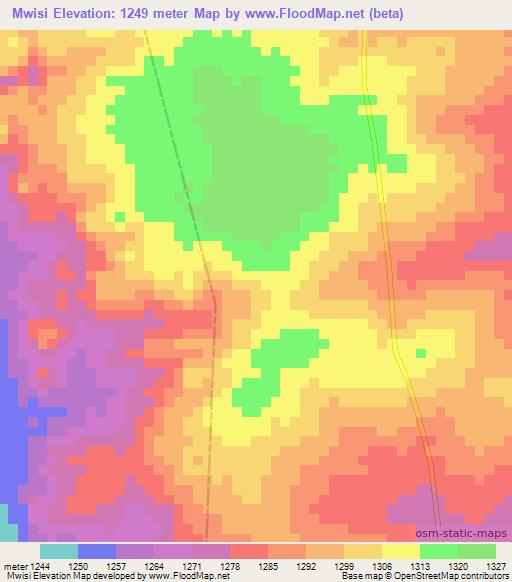 Mwisi,Tanzania Elevation Map