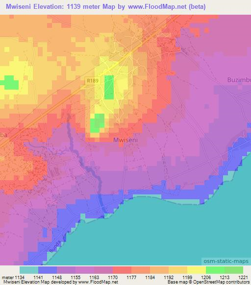 Mwiseni,Tanzania Elevation Map