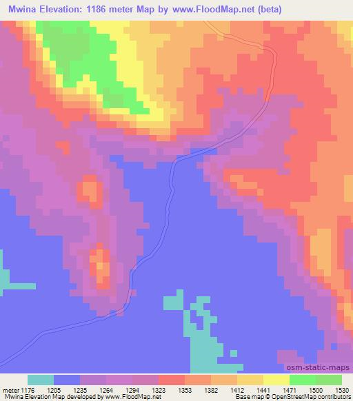 Mwina,Tanzania Elevation Map