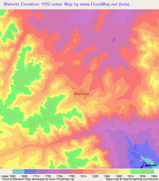 Mwimbi,Tanzania Elevation Map