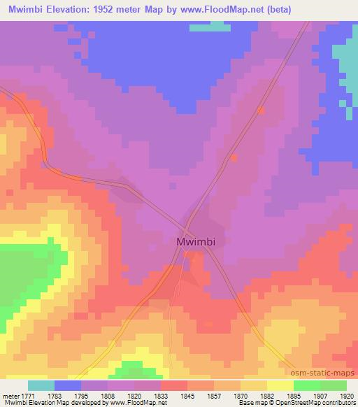 Mwimbi,Tanzania Elevation Map