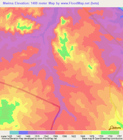 Mwima,Tanzania Elevation Map