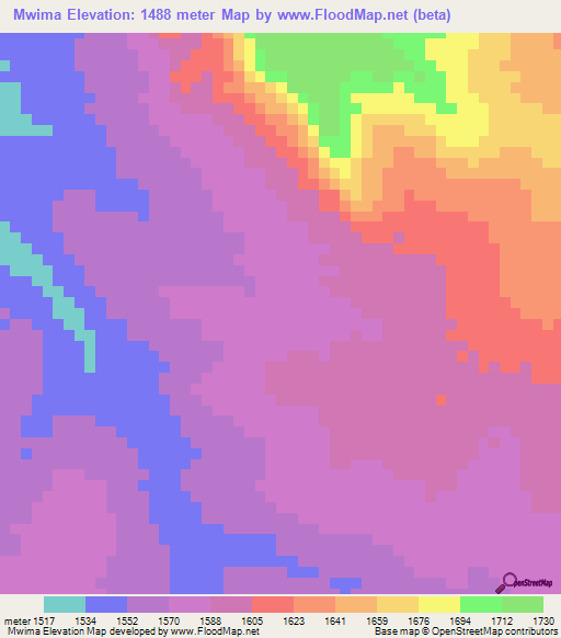 Mwima,Tanzania Elevation Map