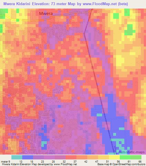 Mwera Kidarini,Tanzania Elevation Map