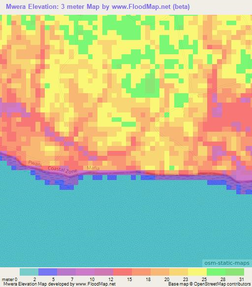 Mwera,Tanzania Elevation Map