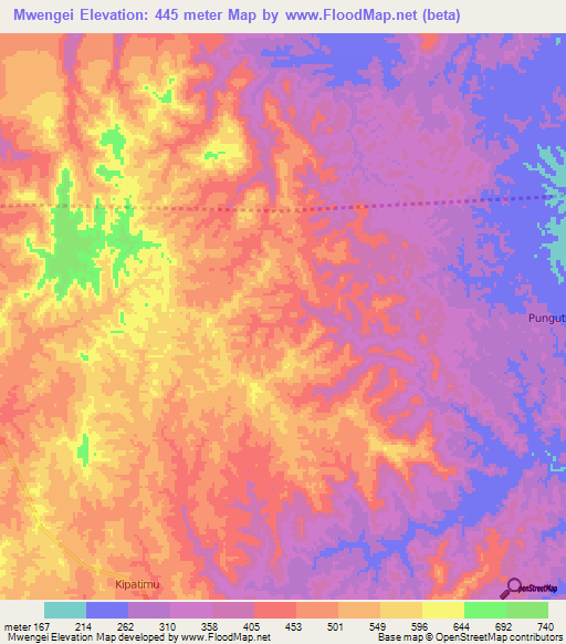 Mwengei,Tanzania Elevation Map