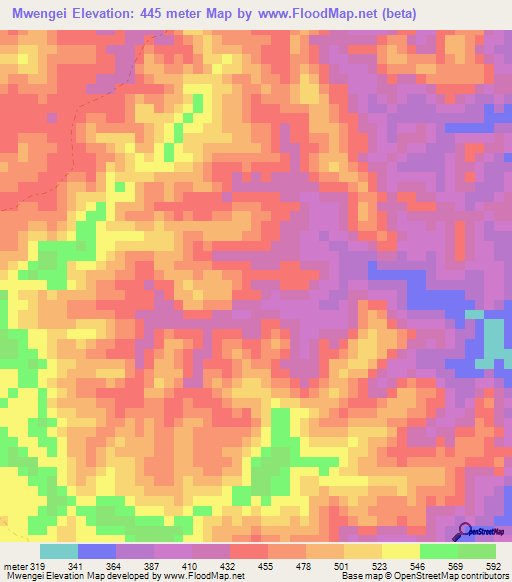 Mwengei,Tanzania Elevation Map