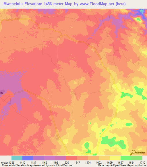 Mwenefulu,Tanzania Elevation Map