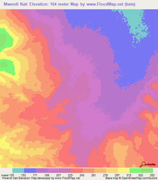 Mwendi Kati,Tanzania Elevation Map