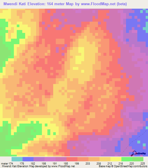 Mwendi Kati,Tanzania Elevation Map