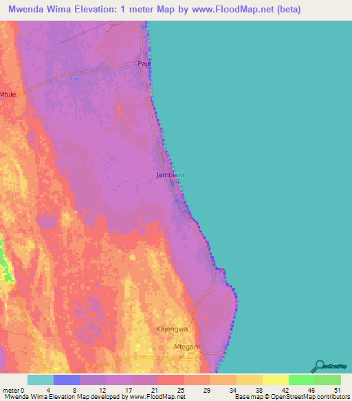 Mwenda Wima,Tanzania Elevation Map