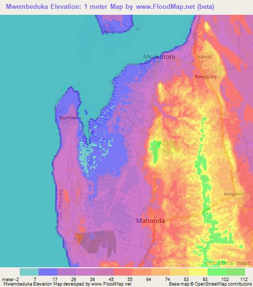 Mwembeduka,Tanzania Elevation Map