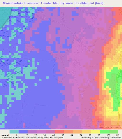 Mwembeduka,Tanzania Elevation Map