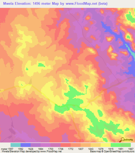 Mwela,Tanzania Elevation Map