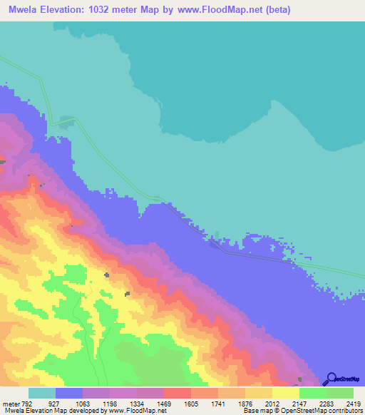 Mwela,Tanzania Elevation Map