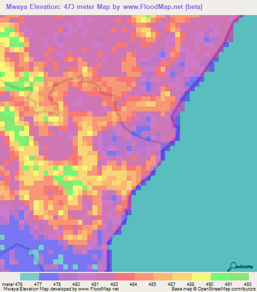 Mwaya,Tanzania Elevation Map