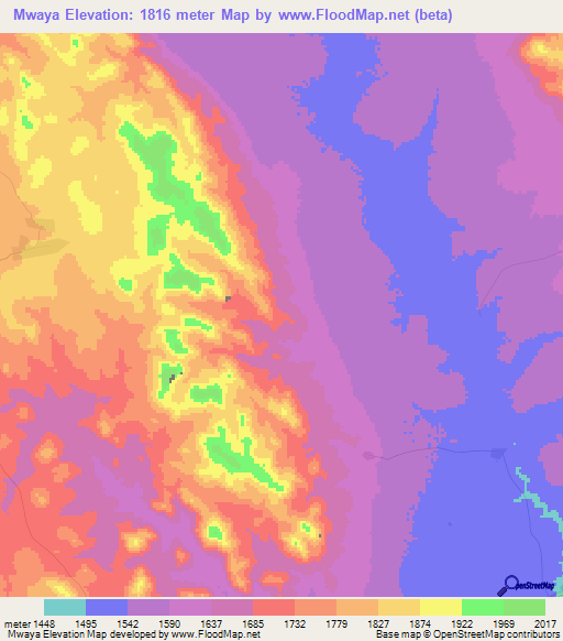 Mwaya,Tanzania Elevation Map