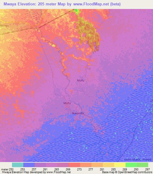Mwaya,Tanzania Elevation Map