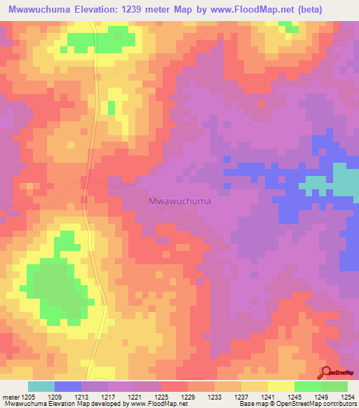 Mwawuchuma,Tanzania Elevation Map