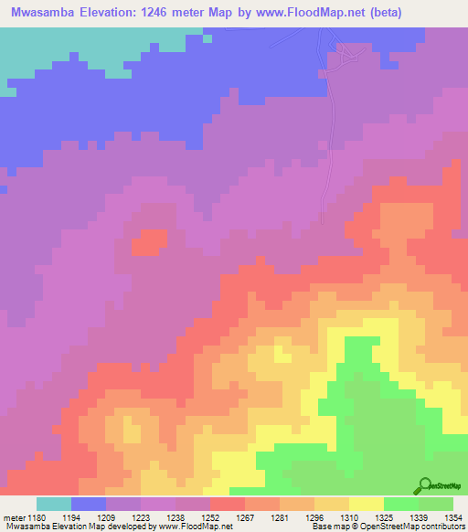 Mwasamba,Tanzania Elevation Map