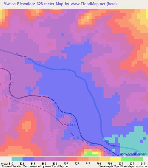 Mwasa,Tanzania Elevation Map