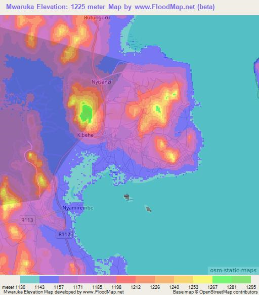 Mwaruka,Tanzania Elevation Map