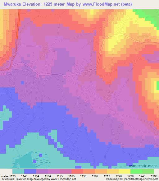 Mwaruka,Tanzania Elevation Map