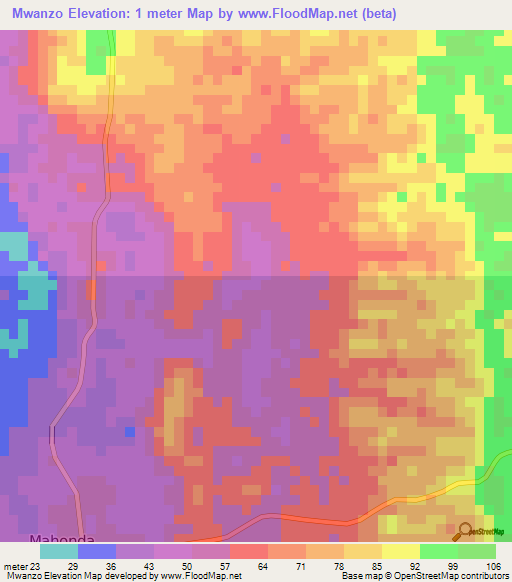 Mwanzo,Tanzania Elevation Map